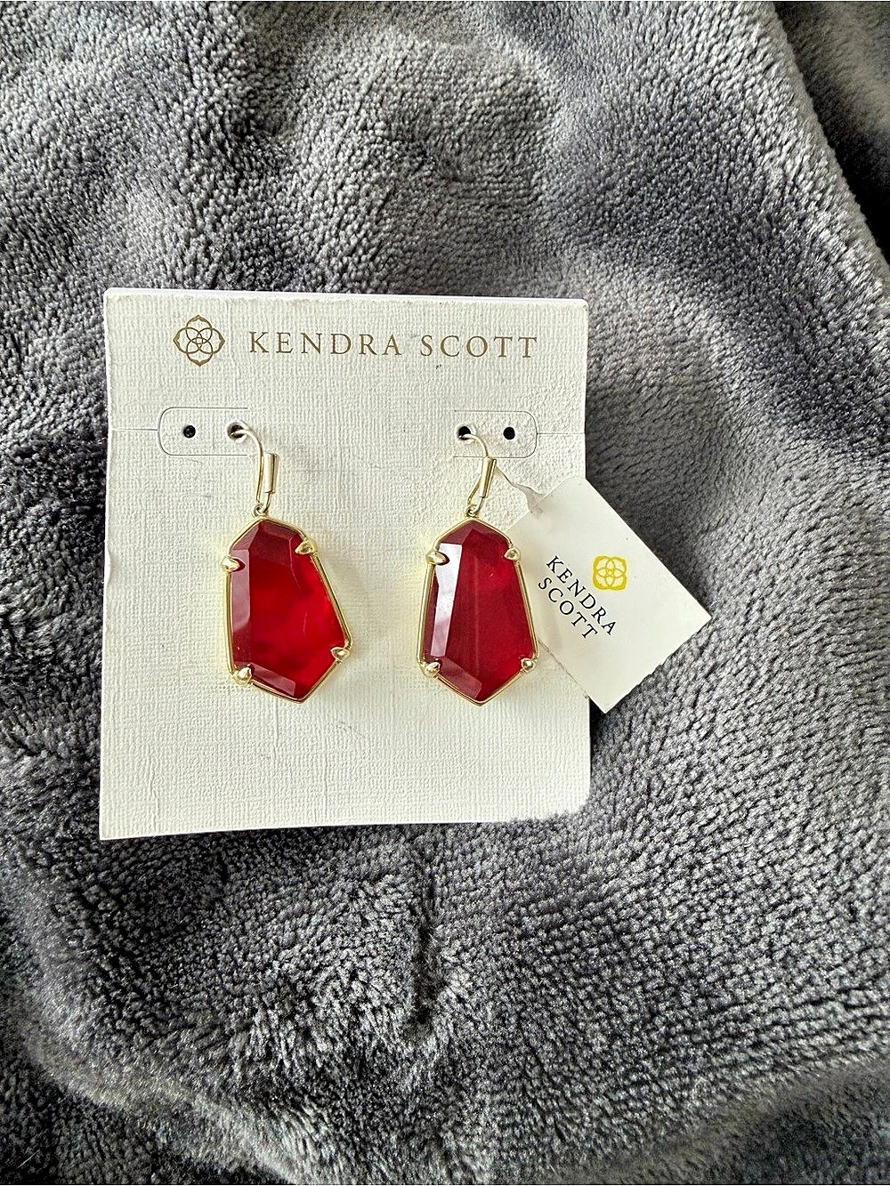 Kendra Scott Alexandria Drop Earrings Red & Gold